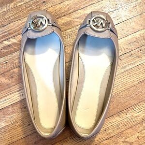 Michael Kors Gold Logo Tan Flats
